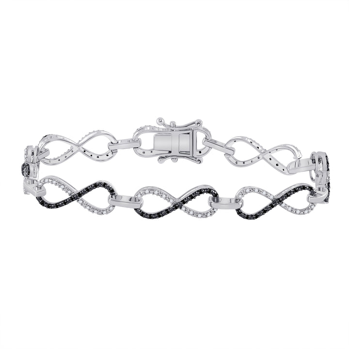 Sterling Silver Women's Colored Black Diamond Bracelet 1/2 ctw - view 2