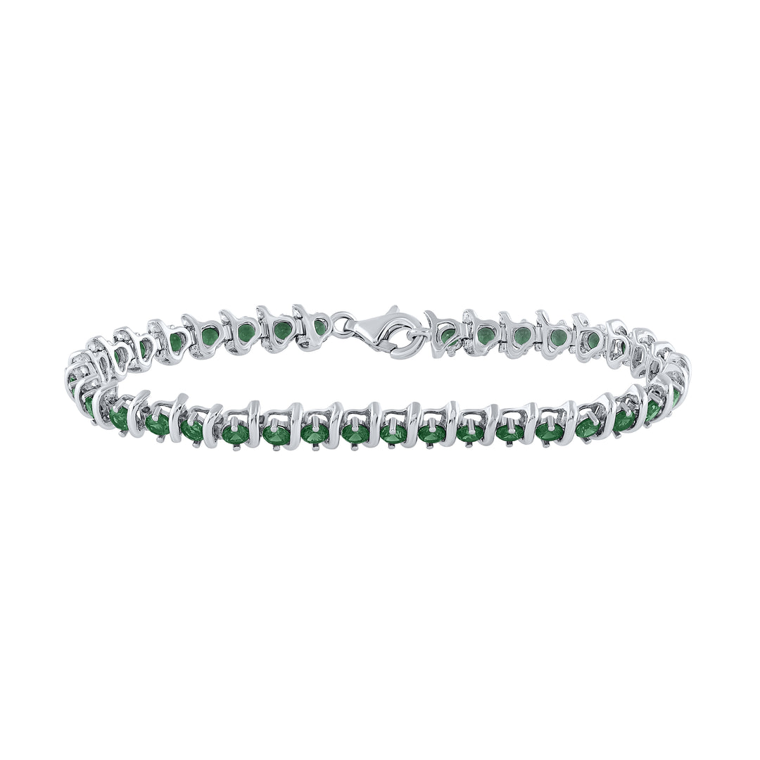 Sterling Silver Women's Lab-Created Emerald Tennis Bracelet 6-1/2 ctw - view 2