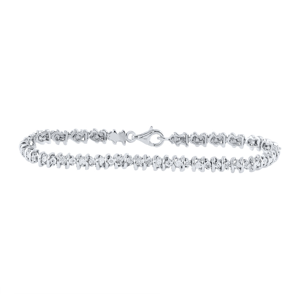 Sterling Silver Women's Diamond Bracelet 1/10 ctw - view 2