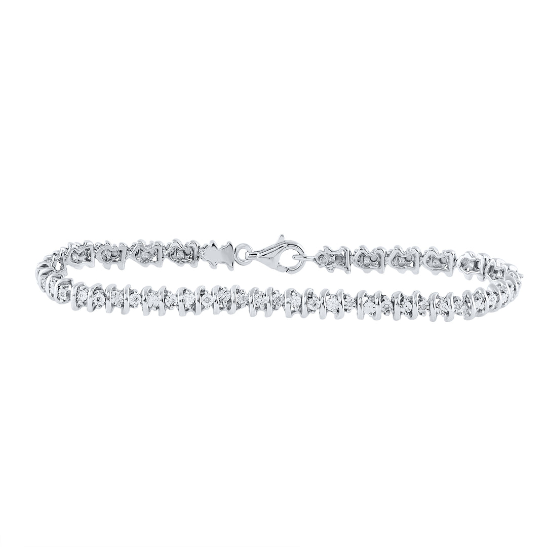 Sterling Silver Women's Diamond Bracelet 1/10 ctw - view 2