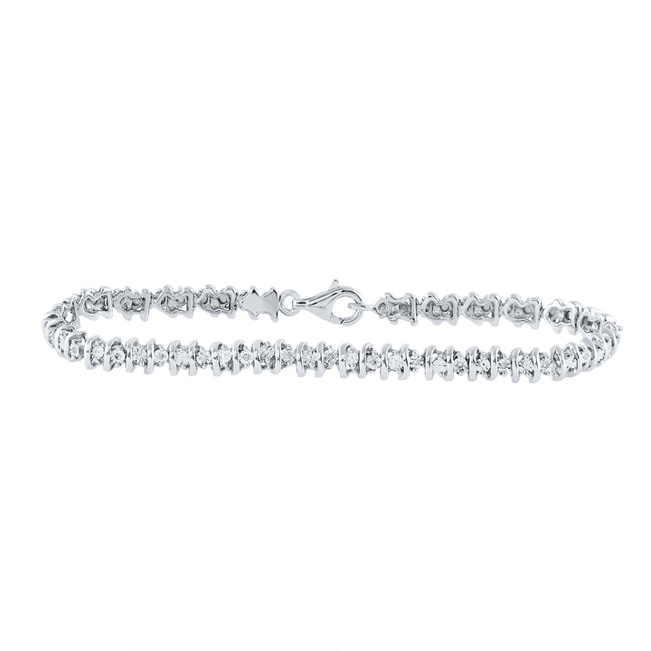Sterling Silver Women's Diamond Bracelet 1/10 ctw - view 2