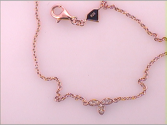 Rose-tone Sterling S Women's Diamond Bracelet 1/20 ctw