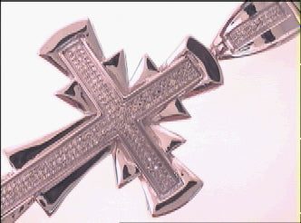 Sterling Silver Men's Diamond Micro-Pave Cross Charm 3/4 ctw