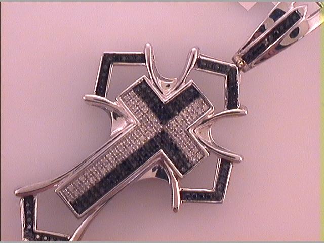Sterling Silver Men's Diamond Micro-Pave Cross Charm 5/8 ctw