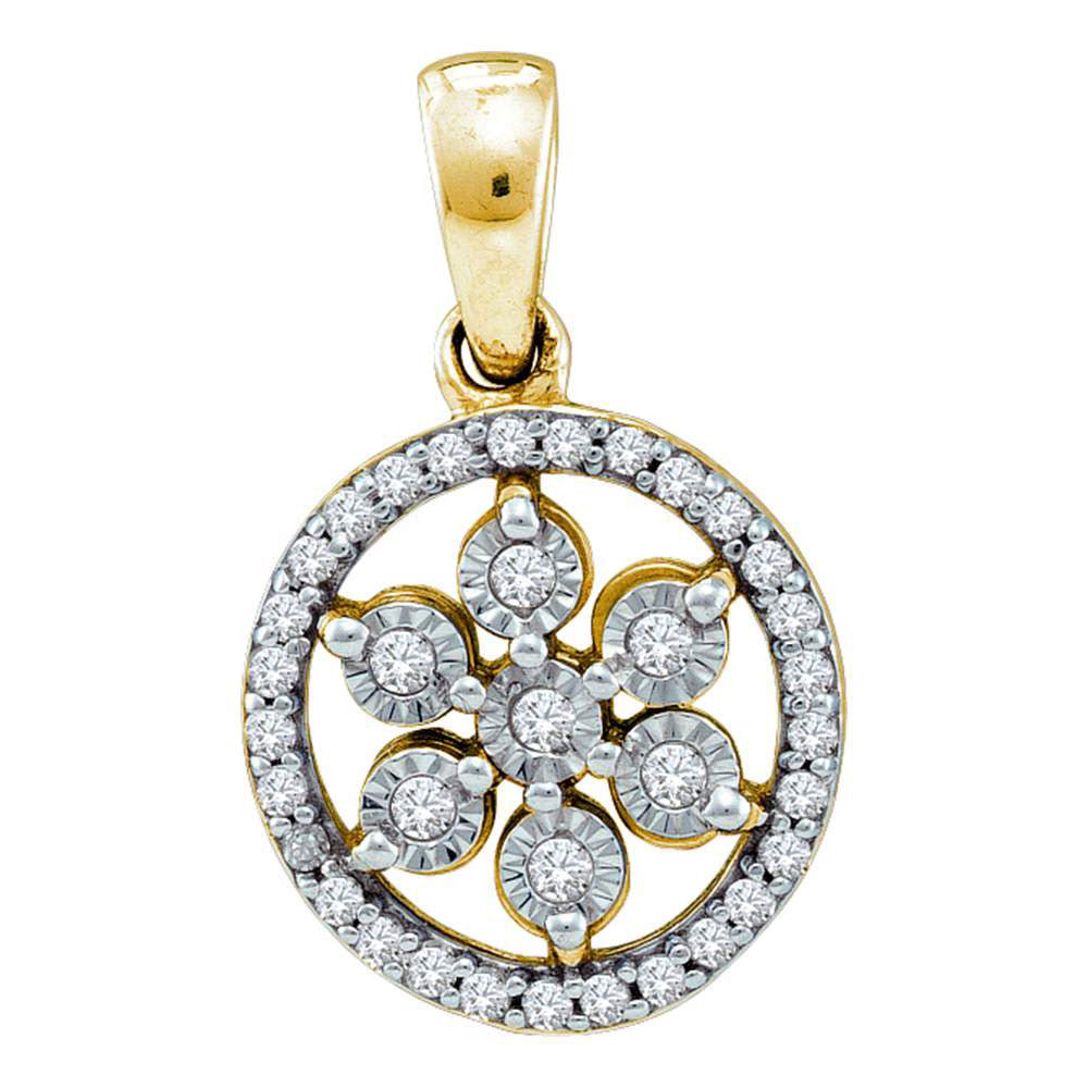 Yellow-Tone Sterling Silver Women's Diamond Fashion Pendant 1/10 ctw