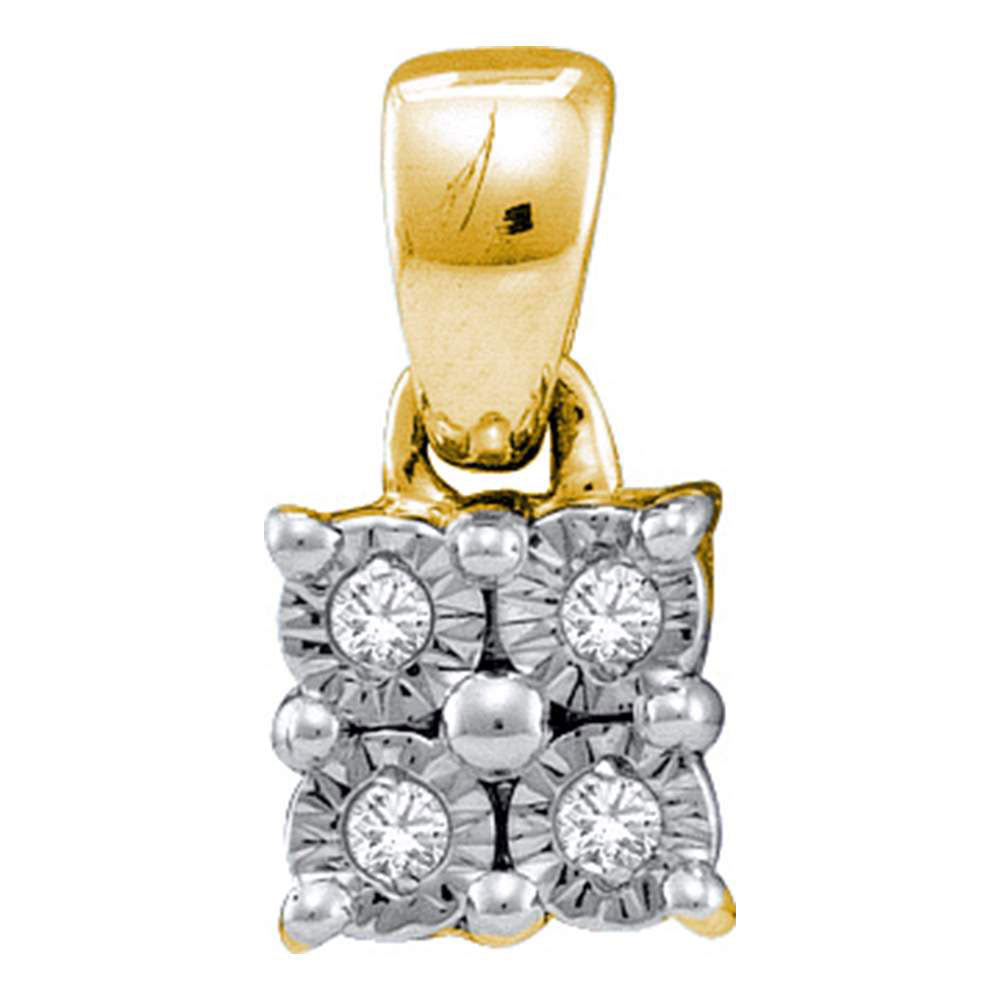 Yellow-Tone Sterling Silver Women's Diamond Square Pendant .02 ctw