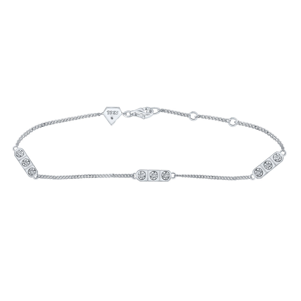 Sterling Silver Women's Diamond Bracelet 1/10 ctw