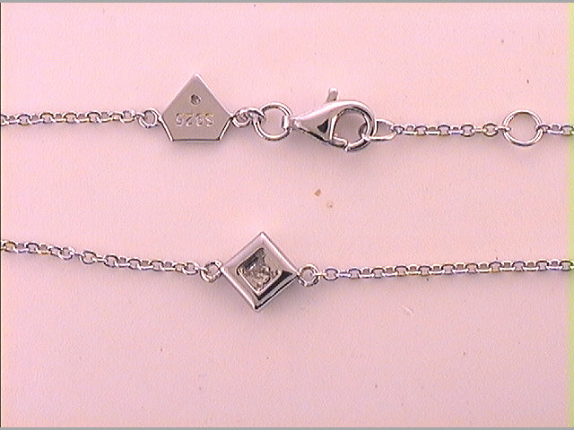Sterling Silver Women's Princess Diamond Bracelet 1/20 ctw