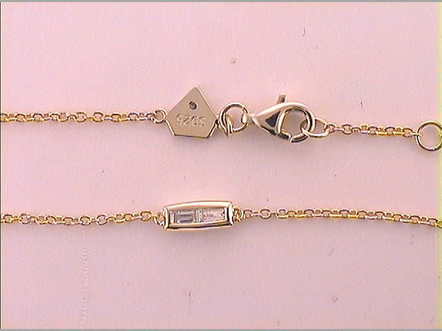 Yellow-tone Sterling Women's Baguette Diamond Bracelet 1/10 ctw