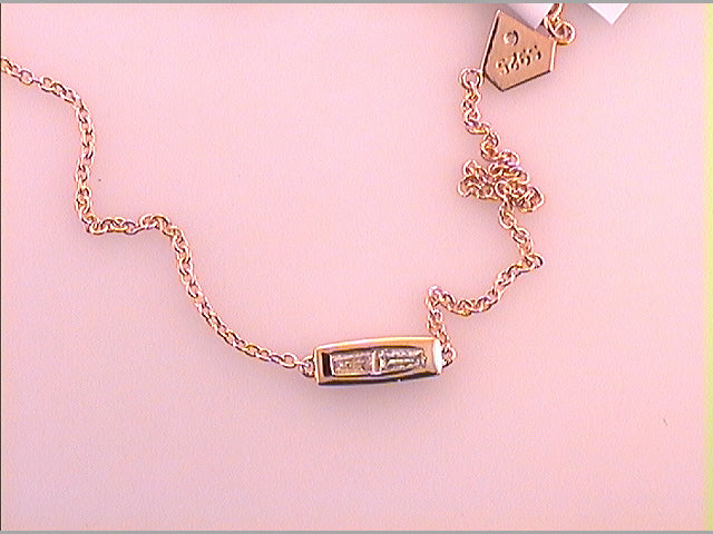 Rose-tone Sterling S Women's Baguette Diamond Bracelet 1/20 ctw