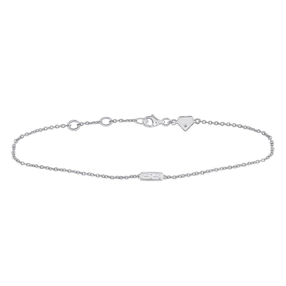 Sterling Silver Women's Baguette Diamond Bracelet 1/20 ctw