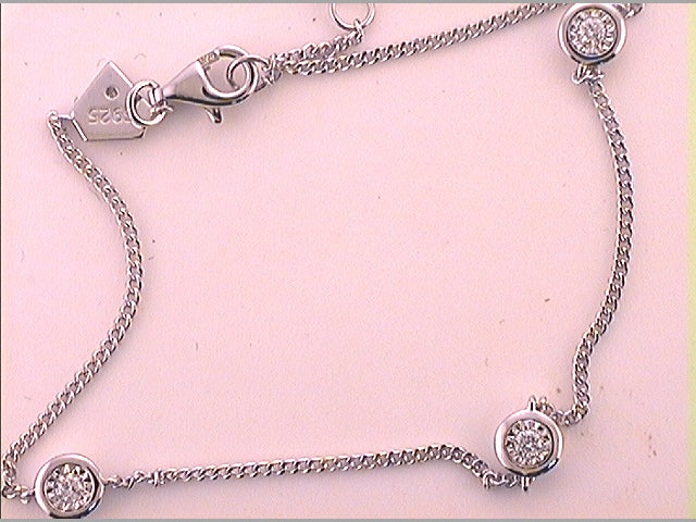 Sterling Silver Women's Diamond Bracelet 1/10 ctw