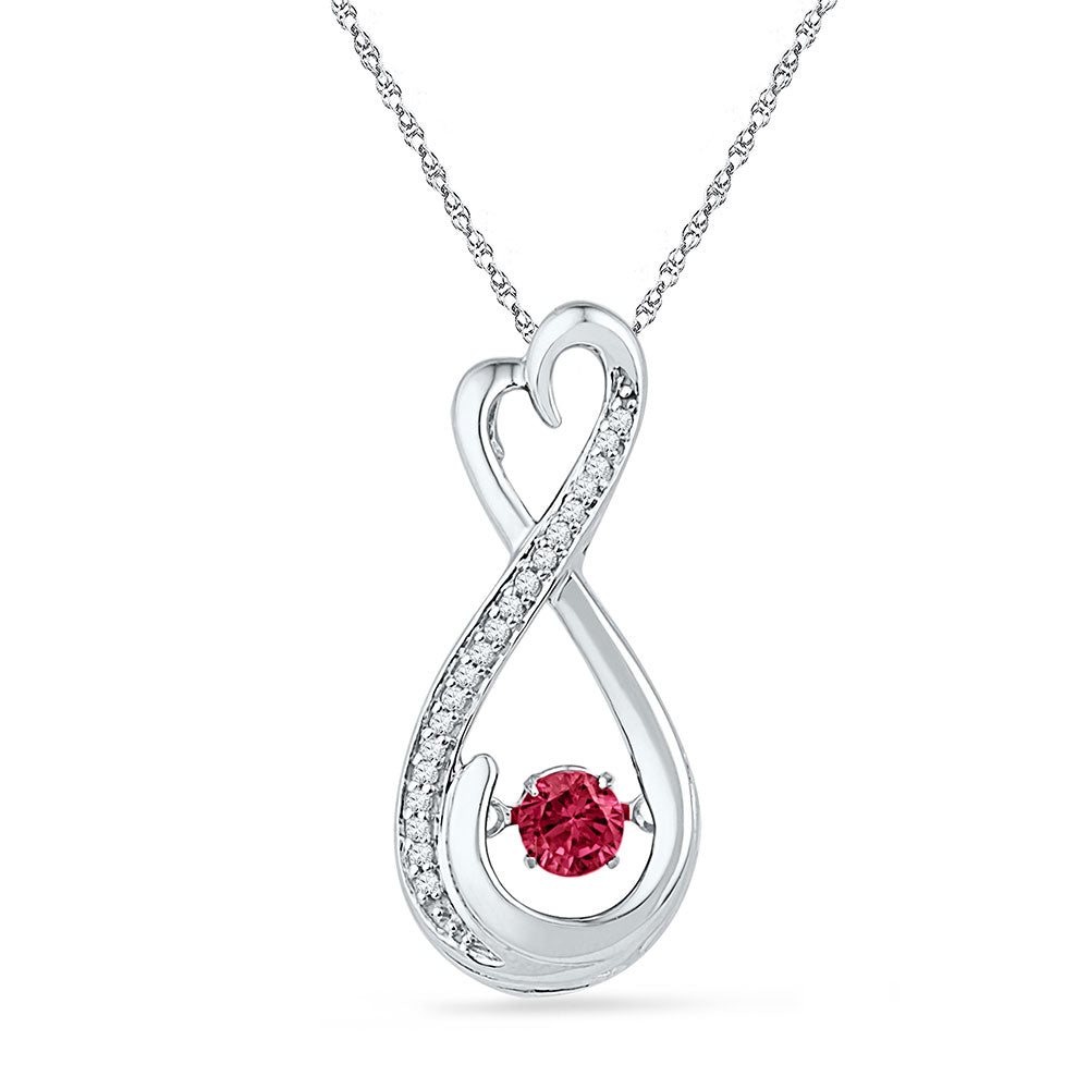 Sterling Silver Women's Lab-Created Ruby Infinity Pendant 1/3 ctw