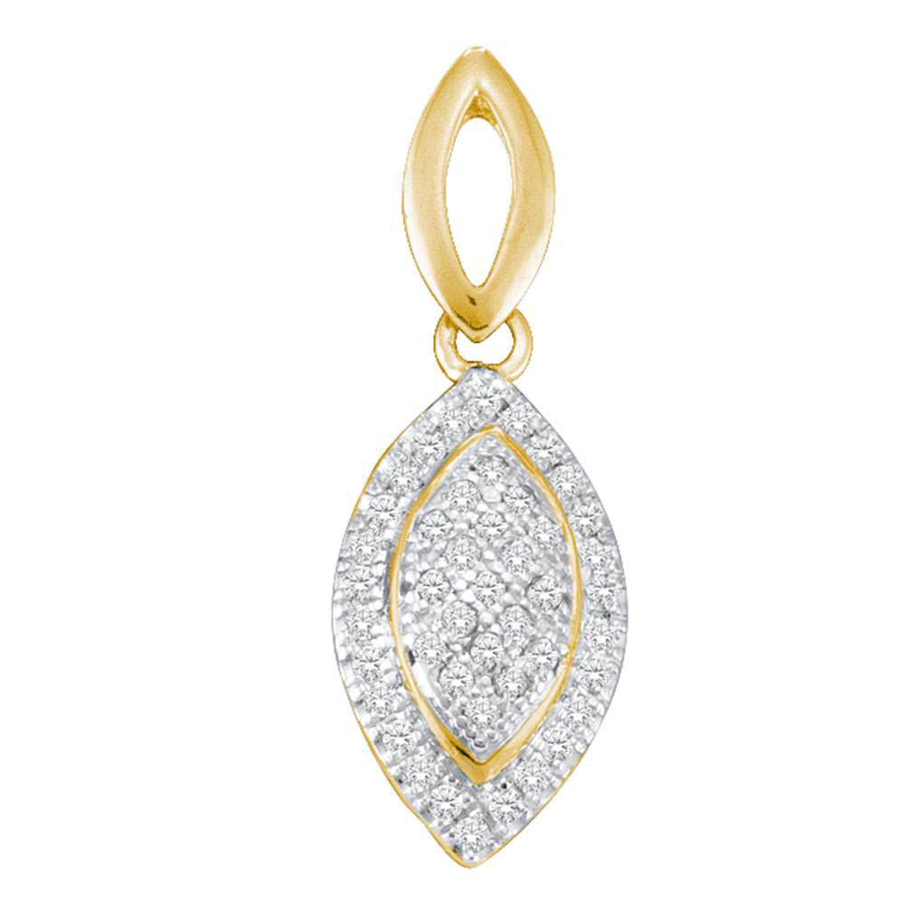 Yellow-tone Sterling Silver Women's Diamond Oval Pendant 1/6 ctw