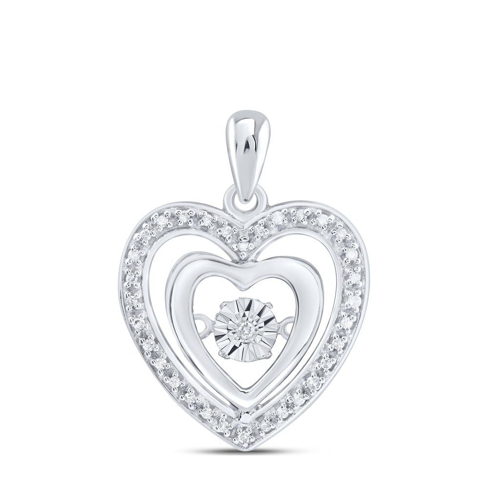 Sterling Silver Women's Diamond Heart Pendant 1/10 ctw