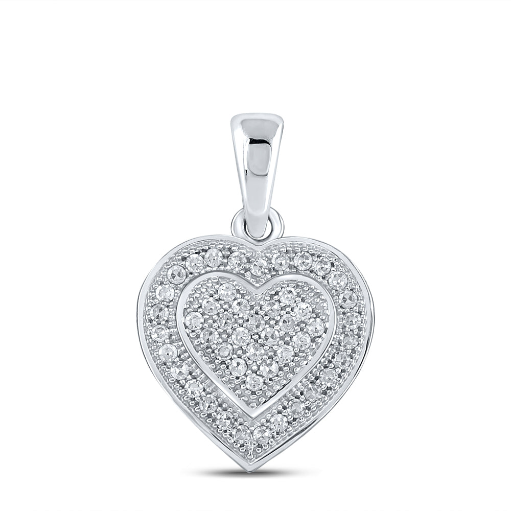 Sterling Silver Women's Diamond Heart Pendant 1/6 ctw