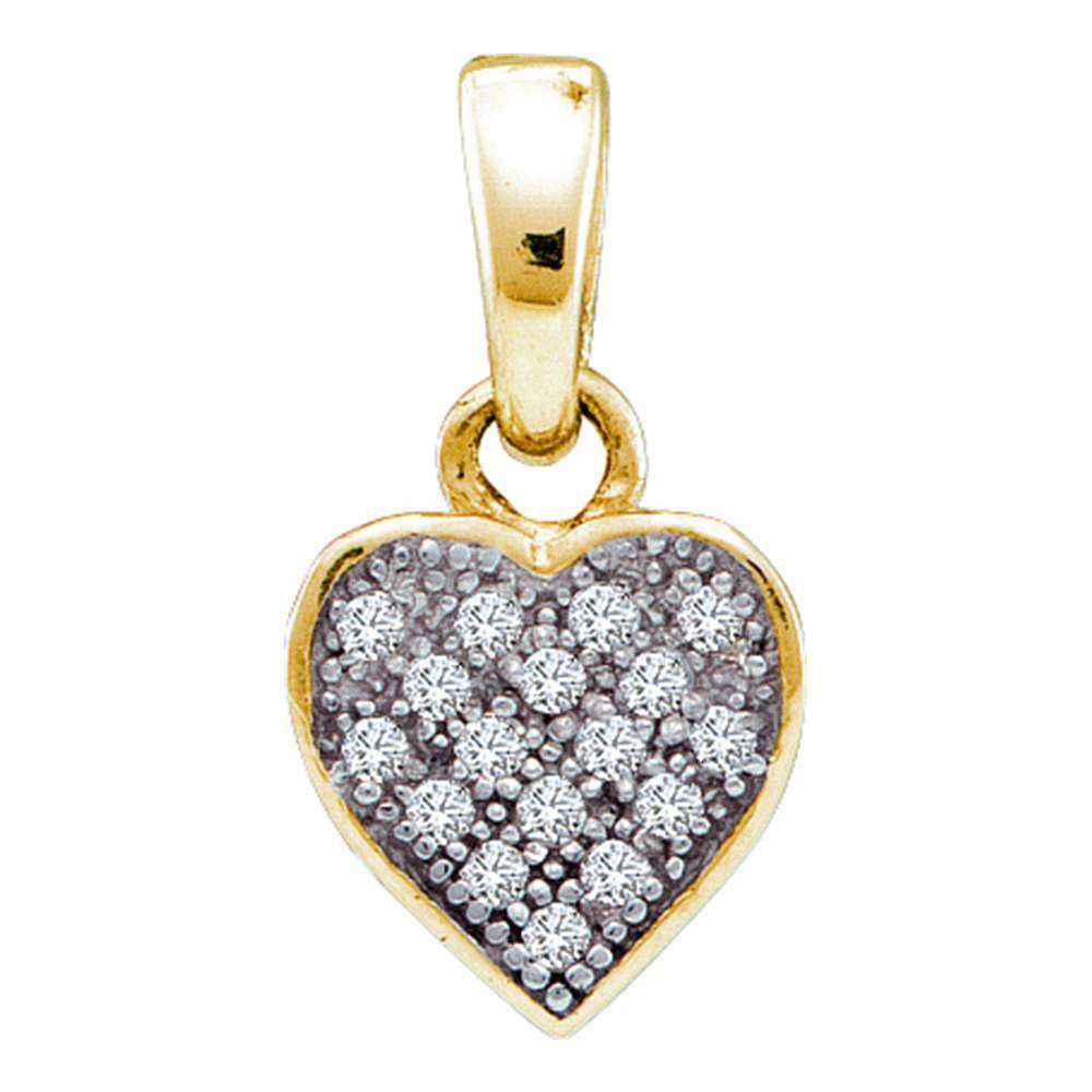 Yellow-tone Sterling Silver Women's Diamond Heart Cluster Pendant 1/20 ctw