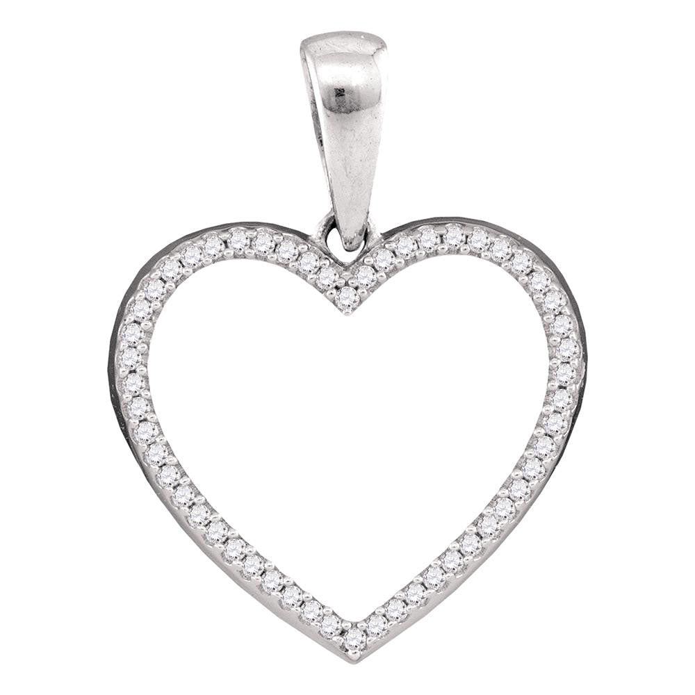 Sterling Silver Women's Diamond Heart Outline Pendant 1/6 ctw