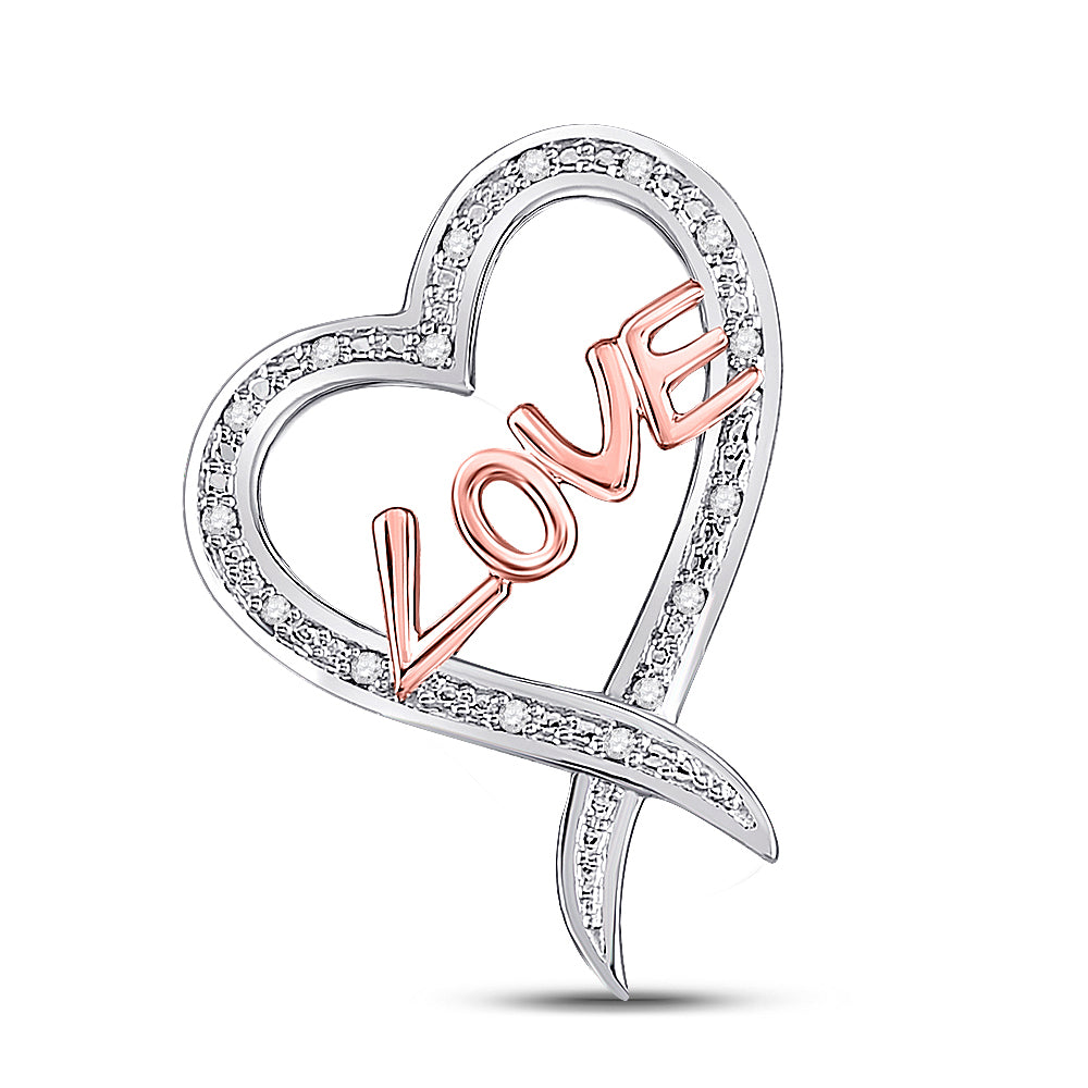 Sterling Silver Women's Diamond Heart Pendant 1/20 ctw