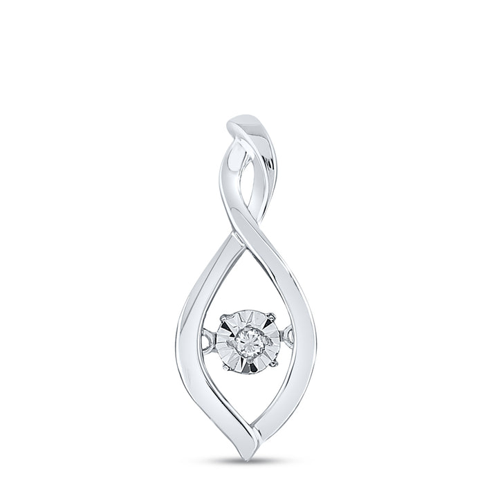 Sterling Silver Womens Round Diamond Infinity Twinkle Moving Pendant .03 Cttw