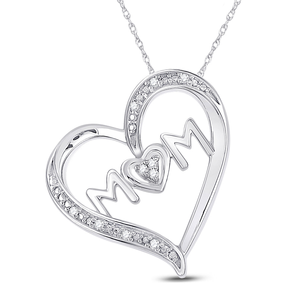 Sterling Silver Women's Diamond Heart Pendant 1/20 ctw