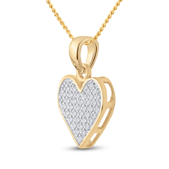 Yellow-tone Sterling Women's Diamond Heart Pendant 1/10 ctw
