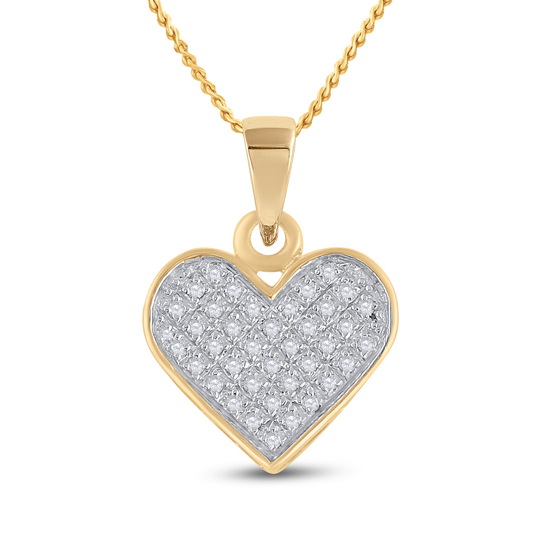 Yellow-tone Sterling Women's Diamond Heart Pendant 1/10 ctw - view 2