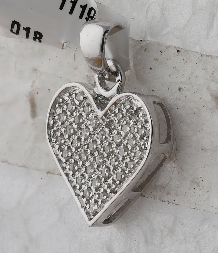 Sterling Silver Women's Diamond Heart Pendant 1/10 ctw