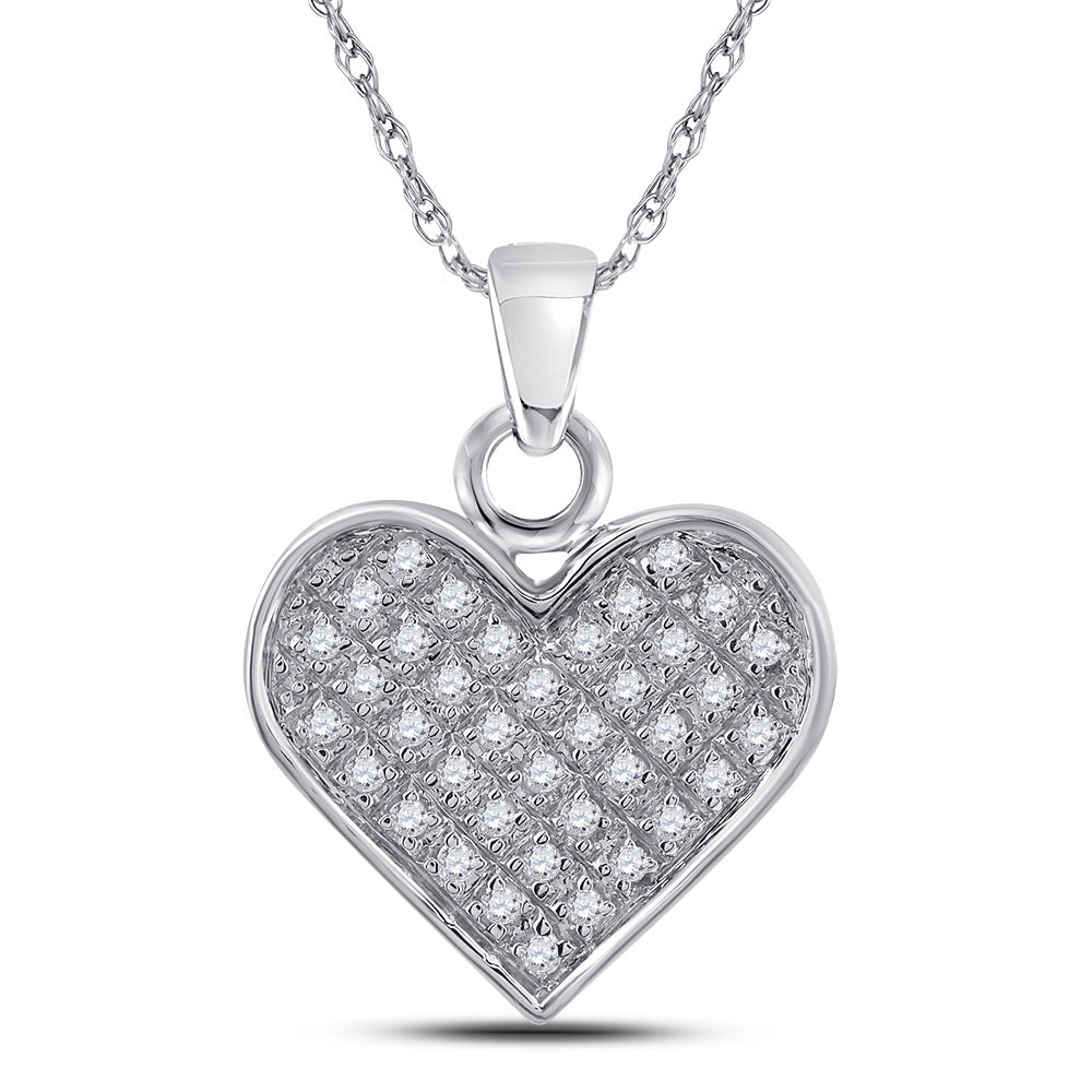 Sterling Silver Women's Diamond Heart Pendant 1/10 ctw - view 2