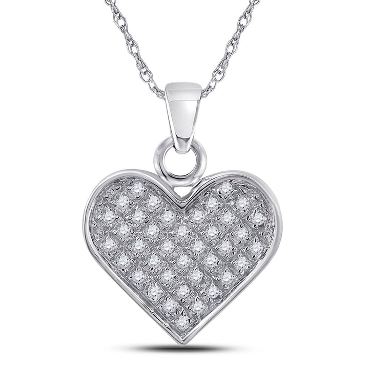 Sterling Silver Women's Diamond Heart Pendant 1/10 ctw - view 2