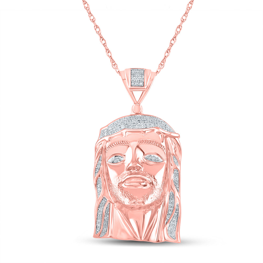 Rose-tone Sterling S Men's Diamond Jesus Charm 3/8 ctw - view 2