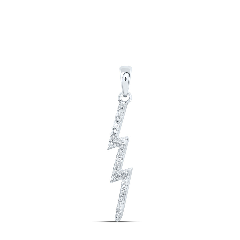 Sterling Silver Women's Diamond-accent Lightning Bolt Pendant .01 ctw - view 2