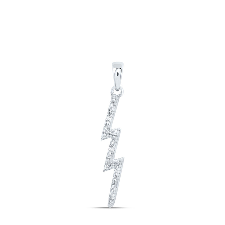 Sterling Silver Women's Diamond-accent Lightning Bolt Pendant .01 ctw - view 2