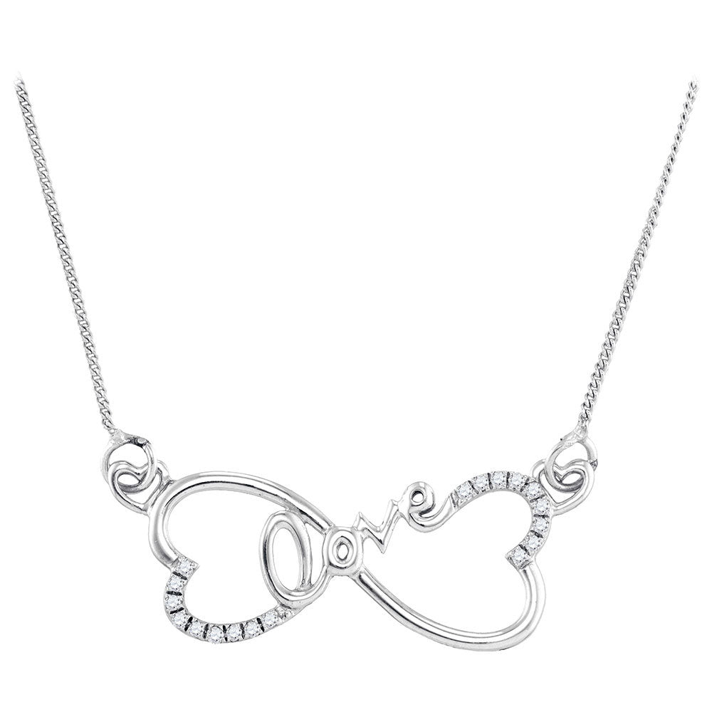 Sterling Silver Women's Diamond Heart Infinity Love Pendant Necklace 1/10 ctw