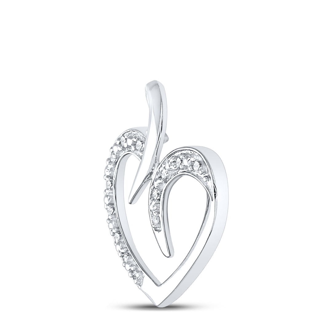 Sterling Silver Women's Diamond Heart Pendant 1/10 ctw