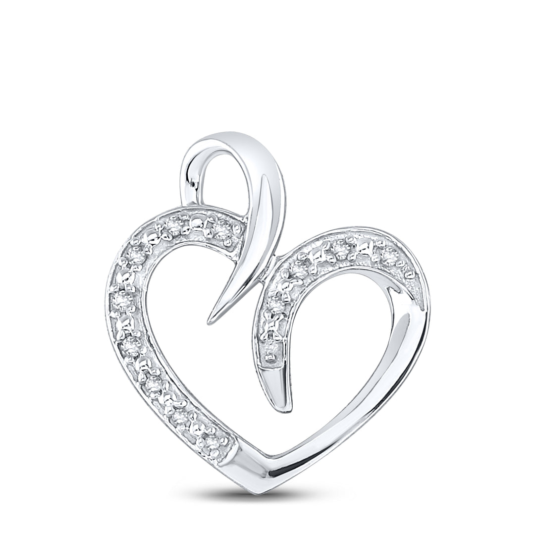 Sterling Silver Women's Diamond Heart Pendant 1/10 ctw - view 2
