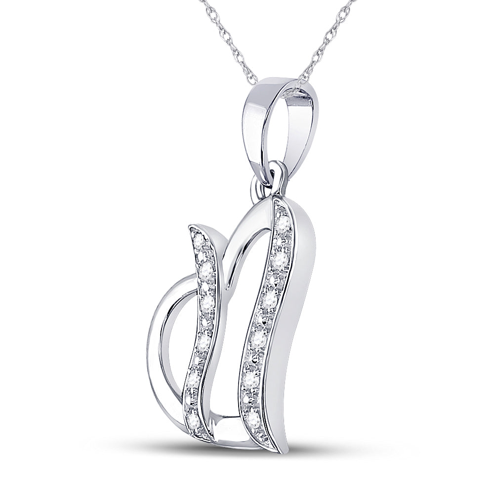 Sterling Silver Women's Diamond Heart Pendant 1/10 ctw