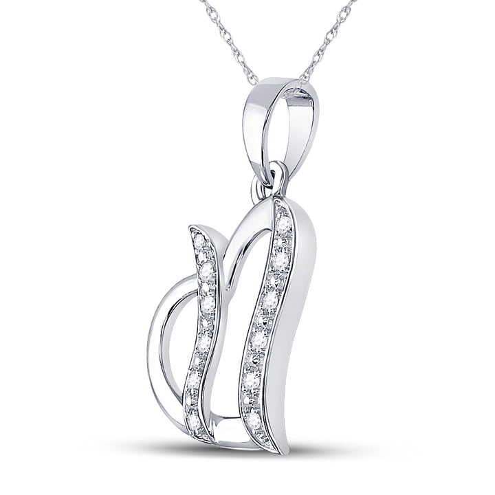 Sterling Silver Women's Diamond Heart Pendant 1/10 ctw