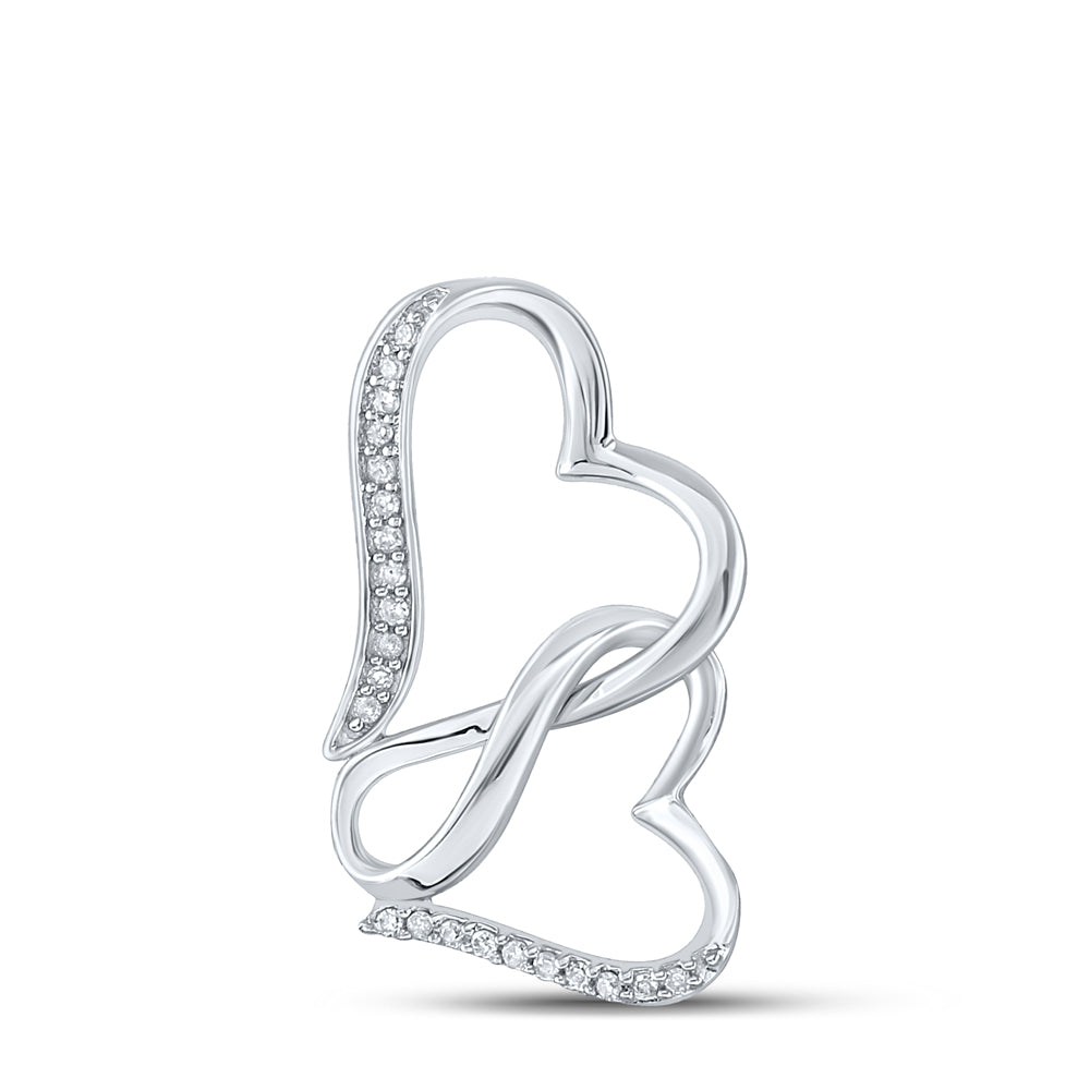 Sterling Silver Women's Diamond Heart Pendant 1/20 ctw - view 2