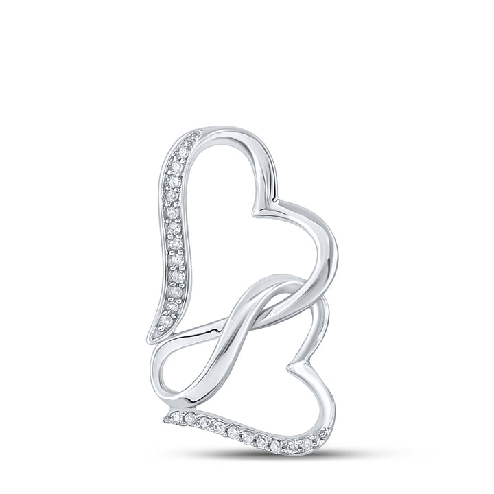 Sterling Silver Women's Diamond Heart Pendant 1/20 ctw - view 2