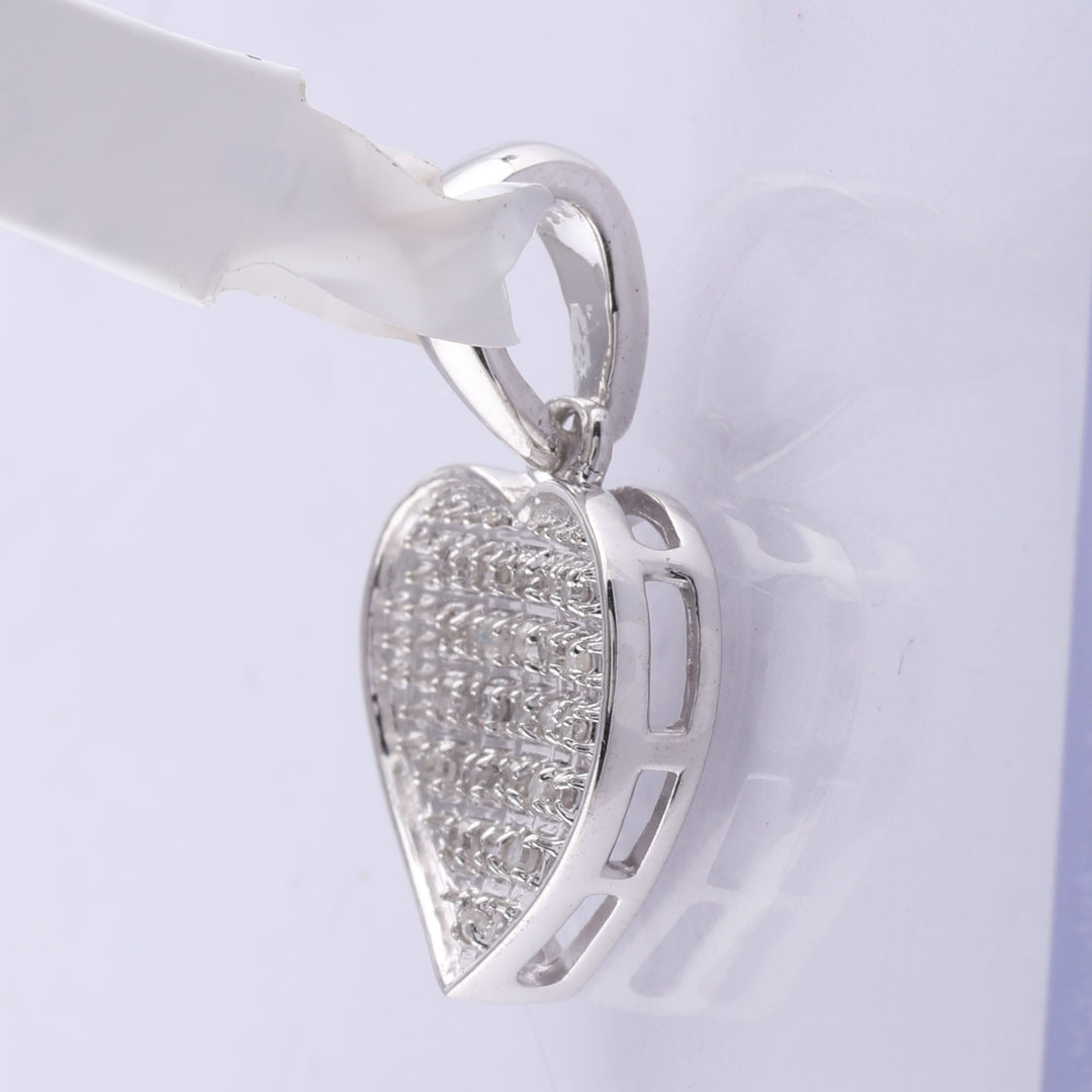 Sterling Silver Women's Diamond Micro-Pave Pendant 1/20 ctw