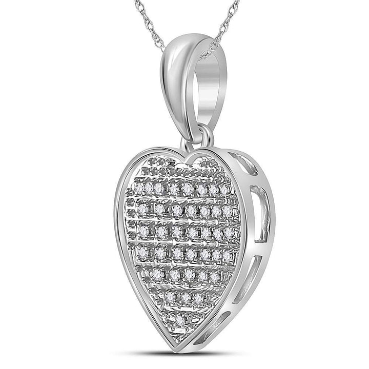 Sterling Silver Women's Round Diamond Heart Pendant 1/10 ctw
