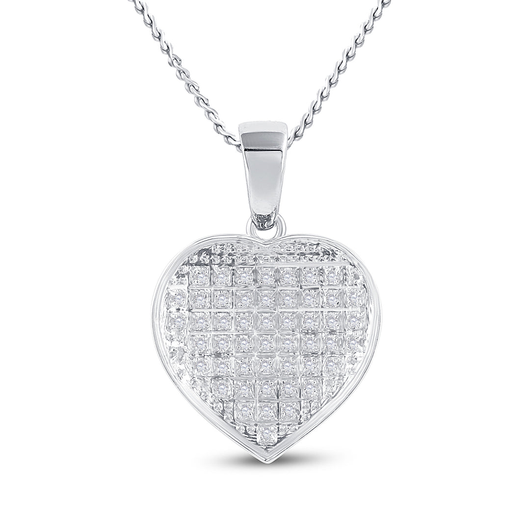 Sterling Silver Women's Diamond Micro-Pave Pendant 1/6 ctw - view 2