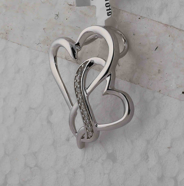 Sterling Silver Women's Diamond Heart Pendant 1/20 ctw