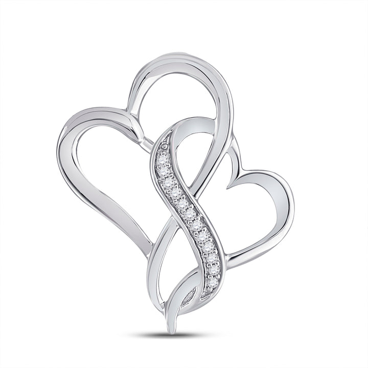 Sterling Silver Women's Diamond Heart Pendant 1/20 ctw - view 2