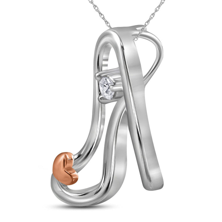 Sterling Silver Women's Diamond Stiletto High-heel Shoe Pendant 1/20 ctw