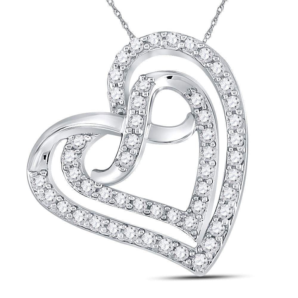 Sterling Silver Women's Diamond Infinity Heart Pendant 1/3 ctw - view 2