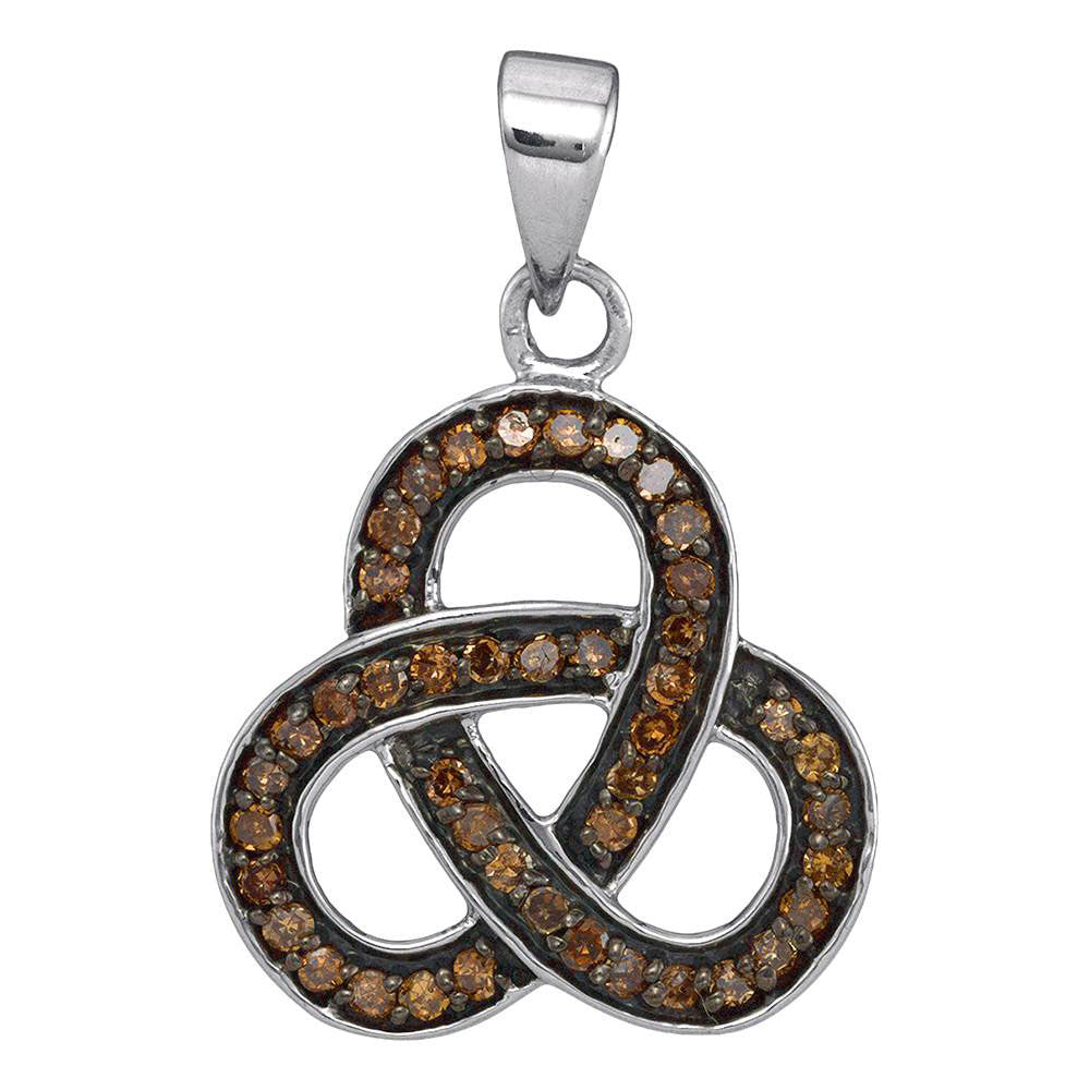 Sterling Silver Women's Brown Diamond Fashion Pendant 1/4 ctw