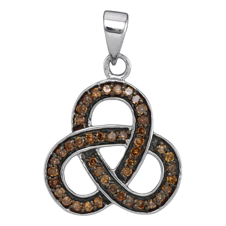 Sterling Silver Women's Brown Diamond Fashion Pendant 1/4 ctw