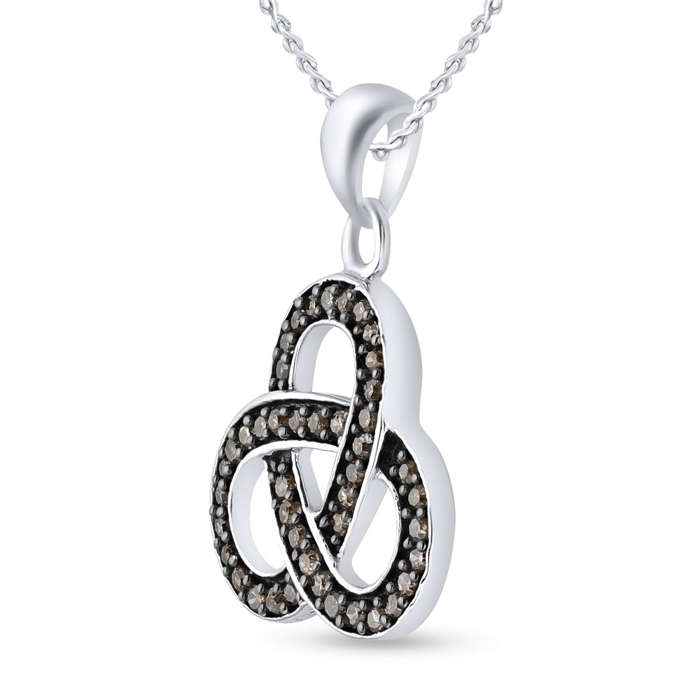 Sterling Silver Women's Brown Diamond Fashion Pendant 1/4 ctw - view 2
